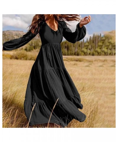 Casual Dresses for Women 2023 Long Sleeve V Neck Loose Fitted Plain Flowy Maxi Tiered Dress A-black $13.16 Sweaters