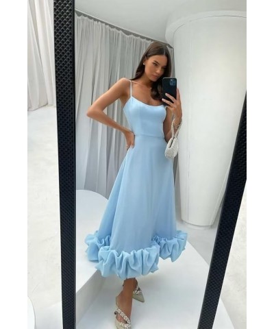 Women's Midi Prom Dresses Flounce Bustier Trim Ruffle Formal Evening Party Dress Tea Length 2024 Rust $21.42 Dresses