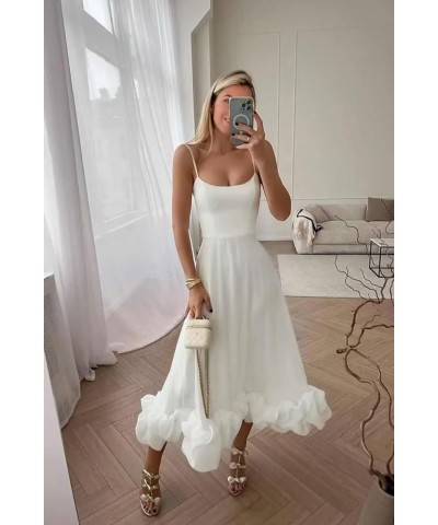 Women's Midi Prom Dresses Flounce Bustier Trim Ruffle Formal Evening Party Dress Tea Length 2024 Rust $21.42 Dresses