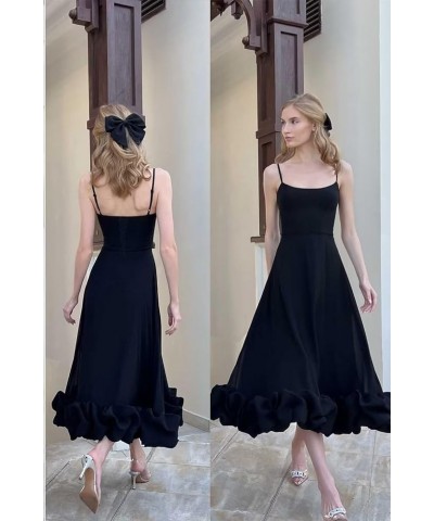 Women's Midi Prom Dresses Flounce Bustier Trim Ruffle Formal Evening Party Dress Tea Length 2024 Rust $21.42 Dresses