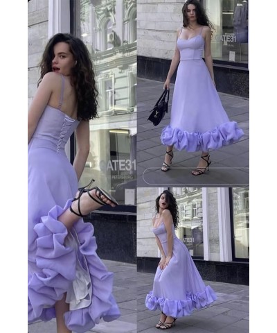 Women's Midi Prom Dresses Flounce Bustier Trim Ruffle Formal Evening Party Dress Tea Length 2024 Rust $21.42 Dresses