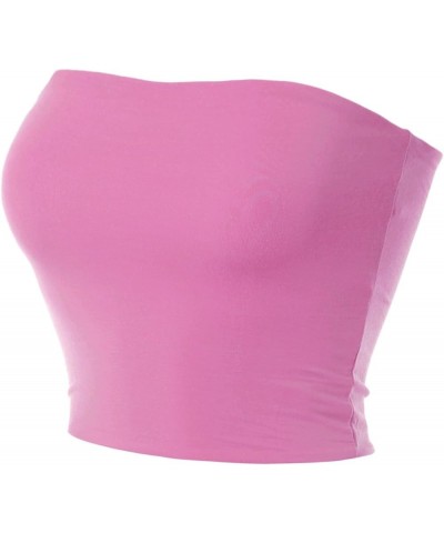 Women's Casual Strapless Basic Sexy Tube Top Bubble Gum Pink (Rayon) $11.30 Tanks