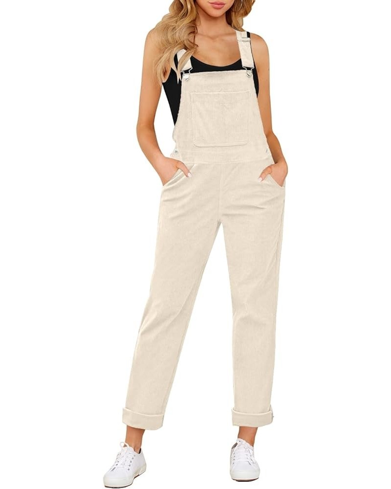 LookbookStore Womens Overalls Corduroy Bib Adjustable Straps Fashion Jumpsuit Overall for Women with Pocket Vanilla $23.50 Ov...