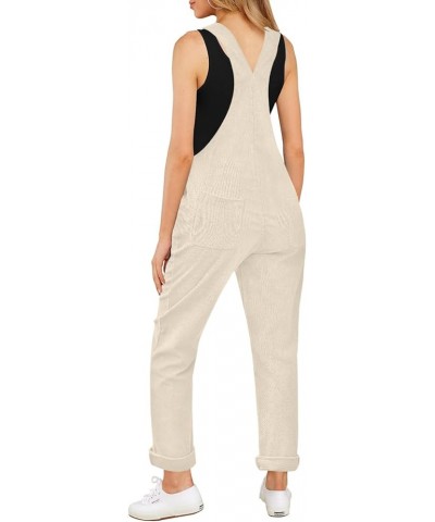 LookbookStore Womens Overalls Corduroy Bib Adjustable Straps Fashion Jumpsuit Overall for Women with Pocket Vanilla $23.50 Ov...