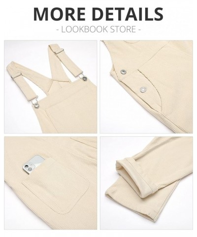 LookbookStore Womens Overalls Corduroy Bib Adjustable Straps Fashion Jumpsuit Overall for Women with Pocket Vanilla $23.50 Ov...