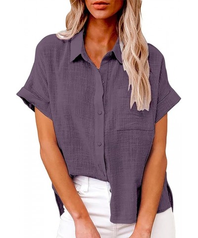 Women Casual Button Down Linen Blouses 2024 Long Sleeve Solid Business Work Tops Cute Relaxed Fit Shirts with Pocket Pp1 $8.7...