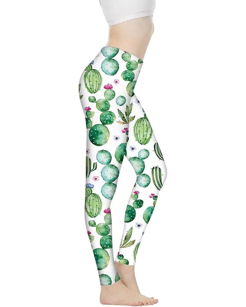 Women High Waist Tummy Control Leggings for Sports Running Gym Fitness Workout Yoga Pants Full Length Cactus $11.50 Activewear