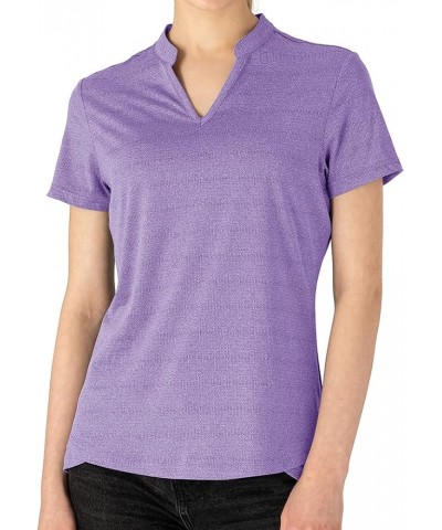 Women's Dry Fit Golf Polo Shirts Short Sleeve V Neck Collarless Athletic Activewear Shirts Purple $12.20 Shirts