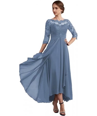 Women Long Floral Lace Chiffon Mother of Bride Dresses A-line Pleated Formal Party Evening Gown Blue $28.52 Dresses