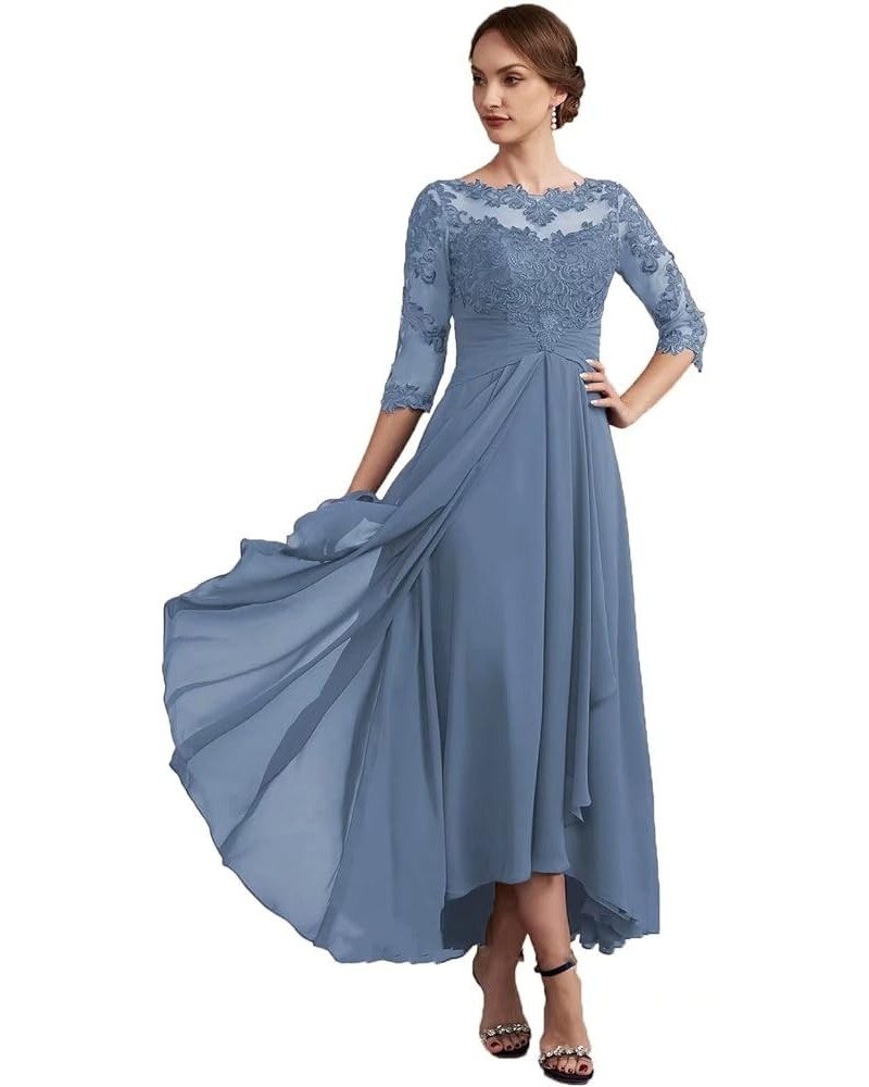 Women Long Floral Lace Chiffon Mother of Bride Dresses A-line Pleated Formal Party Evening Gown Blue $28.52 Dresses