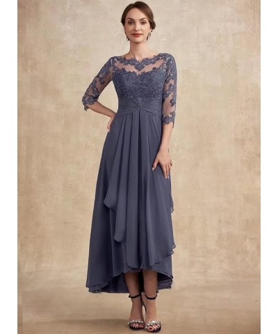 Women Long Floral Lace Chiffon Mother of Bride Dresses A-line Pleated Formal Party Evening Gown Blue $28.52 Dresses