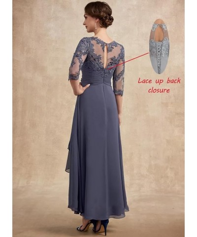 Women Long Floral Lace Chiffon Mother of Bride Dresses A-line Pleated Formal Party Evening Gown Blue $28.52 Dresses