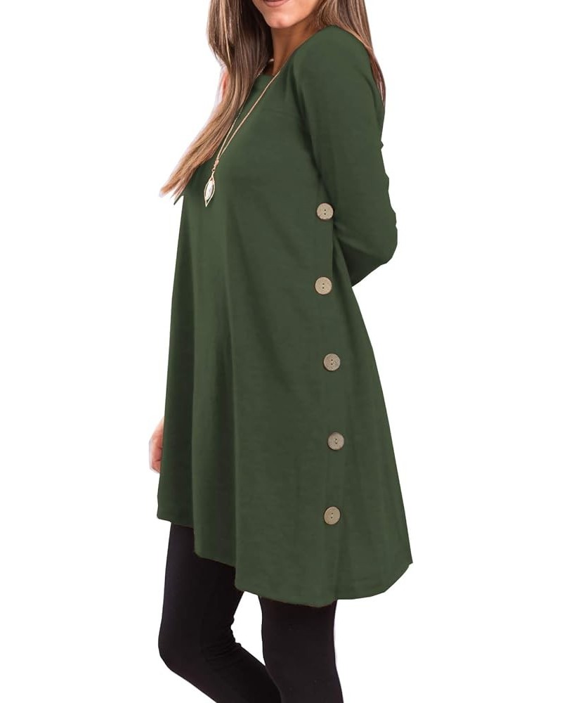 Fall Dresses for Women 2022 Sweater Dress Long Sleeve Button Side Pullover Fall Dress Knit Dresses Army Green $14.83 Dresses