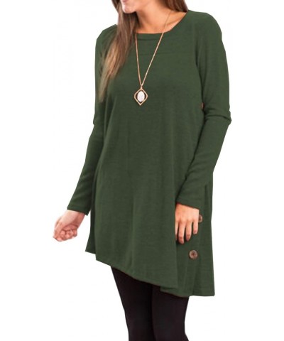 Fall Dresses for Women 2022 Sweater Dress Long Sleeve Button Side Pullover Fall Dress Knit Dresses Army Green $14.83 Dresses