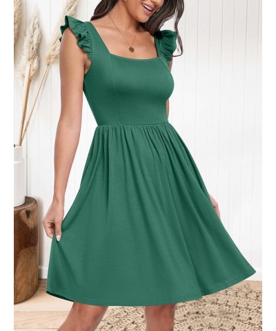 Womens Summer Casual Square Neck Flutter Sleeveless A Line Flowy Cute Short Mini Beach Dresses Green $15.07 Dresses