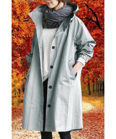 2024 New Hooded Trench Coat,Women's Loose Oversized Single Breasted Long Trench Coat,for Work Travel Red $16.74 Coats