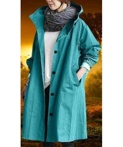 2024 New Hooded Trench Coat,Women's Loose Oversized Single Breasted Long Trench Coat,for Work Travel Red $16.74 Coats