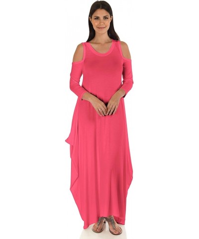 DFF Shop Women's Casual Loose Cold Shoulder Maxi Long Dresses (Size: S - 5X) Coral $20.51 Dresses