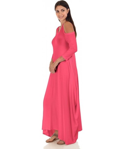 DFF Shop Women's Casual Loose Cold Shoulder Maxi Long Dresses (Size: S - 5X) Coral $20.51 Dresses