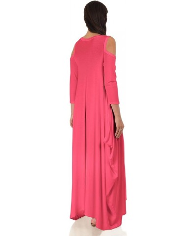 DFF Shop Women's Casual Loose Cold Shoulder Maxi Long Dresses (Size: S - 5X) Coral $20.51 Dresses