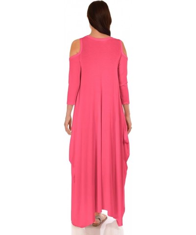 DFF Shop Women's Casual Loose Cold Shoulder Maxi Long Dresses (Size: S - 5X) Coral $20.51 Dresses