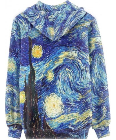 Women Zip Up Hoodie Y2K Sweatshirt Oversize Jackets Fall Outfits Van Gogh the Starry Night $19.11 Hoodies & Sweatshirts