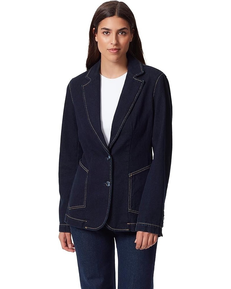 Women's Patch Pocket Denim Blazer Ink Stain $19.69 Jackets