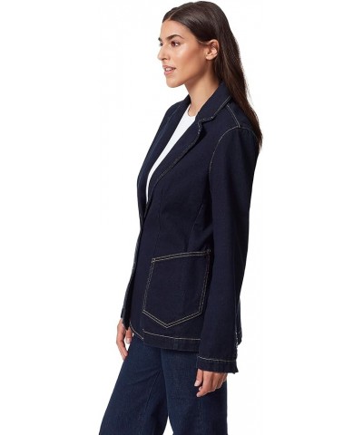 Women's Patch Pocket Denim Blazer Ink Stain $19.69 Jackets