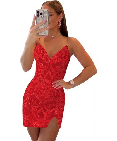 Tight Homecoming Dresses Glitter Sequin Lace Spaghetti Strap Open Back Short Cocktial Party Dress for Women A-black $29.69 Dr...