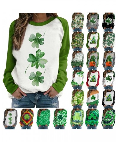 St Patricks Day Shirt Women Plus Size Long Sleeve Shirts St. Patrick's Day Printed Sweatshirt Casual Loose Fit Tops 01 green ...