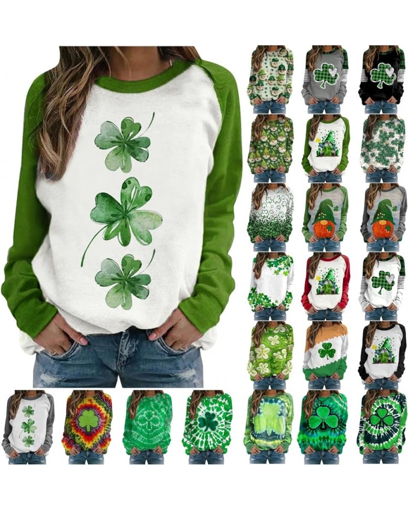 St Patricks Day Shirt Women Plus Size Long Sleeve Shirts St. Patrick's Day Printed Sweatshirt Casual Loose Fit Tops 01 green ...