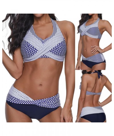 Bikini Sets Bathing Suit for Women Polka Dot Twist Bikini Blue $12.33 Swimsuits