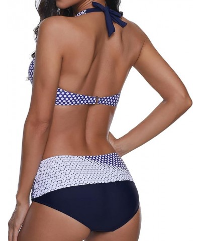 Bikini Sets Bathing Suit for Women Polka Dot Twist Bikini Blue $12.33 Swimsuits