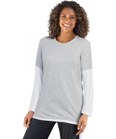 Women's Plus Size Layered-Look Crewneck Tee Shirt Heather Grey $12.84 Shirts