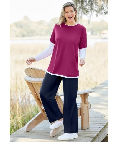 Women's Plus Size Layered-Look Crewneck Tee Shirt Heather Grey $12.84 Shirts