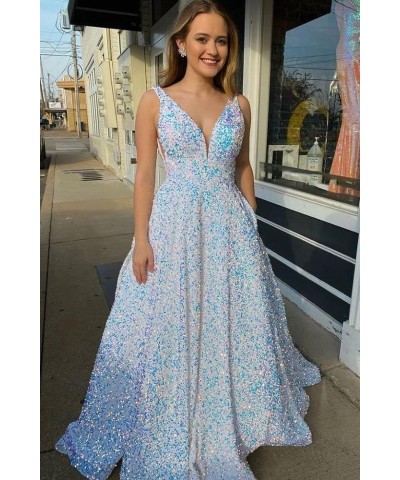 Prom Dress for Women 2023 Plus Size A line Ball Gown Sequin Formal Evening Party Gown Light Lavender $30.75 Dresses