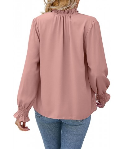 Women's Leopard Printed Ruffle Hem Mock Neck Puff Sleeve Blouse Top Ruff-pink $10.70 Blouses