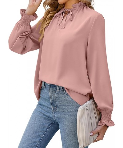 Women's Leopard Printed Ruffle Hem Mock Neck Puff Sleeve Blouse Top Ruff-pink $10.70 Blouses