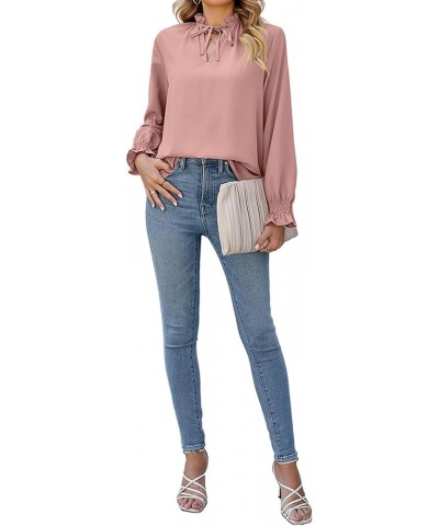 Women's Leopard Printed Ruffle Hem Mock Neck Puff Sleeve Blouse Top Ruff-pink $10.70 Blouses