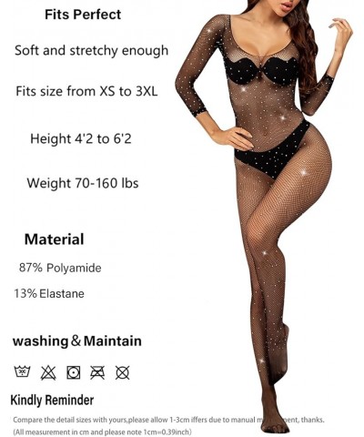 Women Sexy Lingerie Bodysuit Lace Full Body Stockings Mesh See Through Hole Full Length Sleeves Babydoll Fishnet Bodysuits Z2...