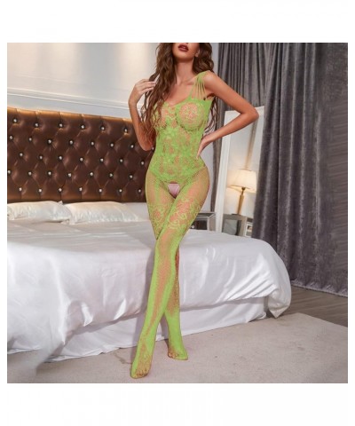 Women Sexy Lingerie Bodysuit Lace Full Body Stockings Mesh See Through Hole Full Length Sleeves Babydoll Fishnet Bodysuits Z2...