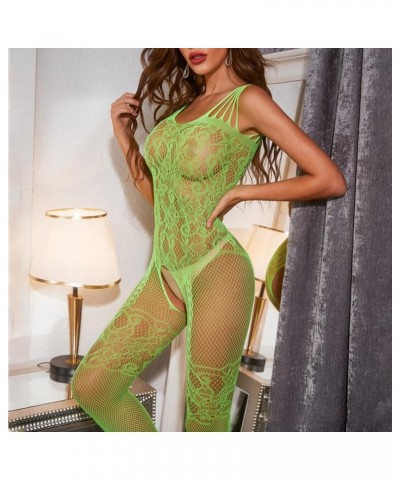 Women Sexy Lingerie Bodysuit Lace Full Body Stockings Mesh See Through Hole Full Length Sleeves Babydoll Fishnet Bodysuits Z2...