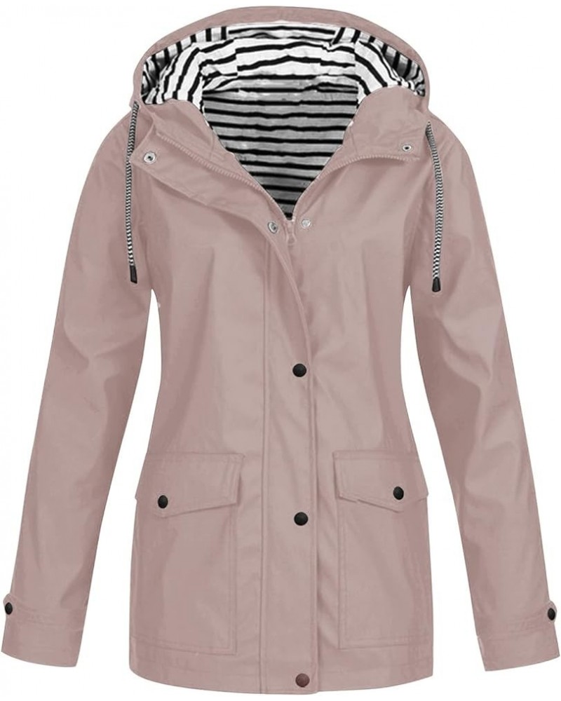 Women's Raincoats Waterproof With Hood Solid Rain Jacket Warm Winter Snow Coat Hooded Jacket, S-5XL 2-pink $14.95 Jackets