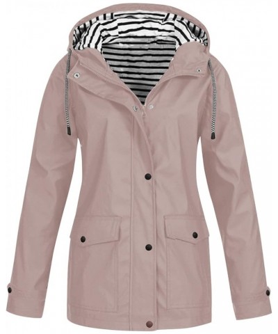 Women's Raincoats Waterproof With Hood Solid Rain Jacket Warm Winter Snow Coat Hooded Jacket, S-5XL 2-pink $14.95 Jackets