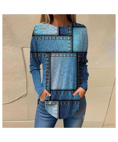 Sweatshirt For Women,Women'S Print Long Tunic Tops For Leggings Crewneck Casual Blouse Irregular Hem T-Shirt 1-blue $5.75 Und...