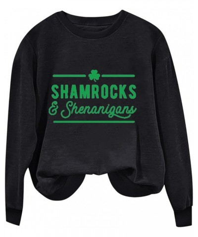 St Patricks Day Shirt Women Long Sleeve Crewneck Sweatshirts Lucky Love Irish Clover Happy St Patrick's Day Shirts 07black Fu...