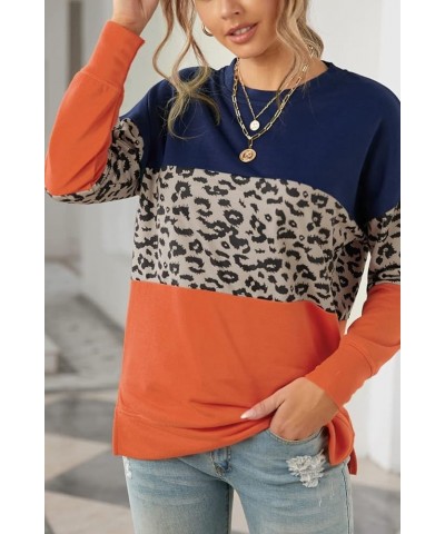 Womens Casual Tie Dye Loose Pullover Sweatshirt Long Sleeve Crewneck Tops A5-brown Leopard Print $17.28 Hoodies & Sweatshirts