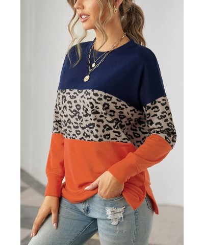 Womens Casual Tie Dye Loose Pullover Sweatshirt Long Sleeve Crewneck Tops A5-brown Leopard Print $17.28 Hoodies & Sweatshirts