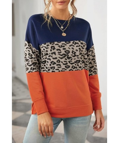 Womens Casual Tie Dye Loose Pullover Sweatshirt Long Sleeve Crewneck Tops A5-brown Leopard Print $17.28 Hoodies & Sweatshirts