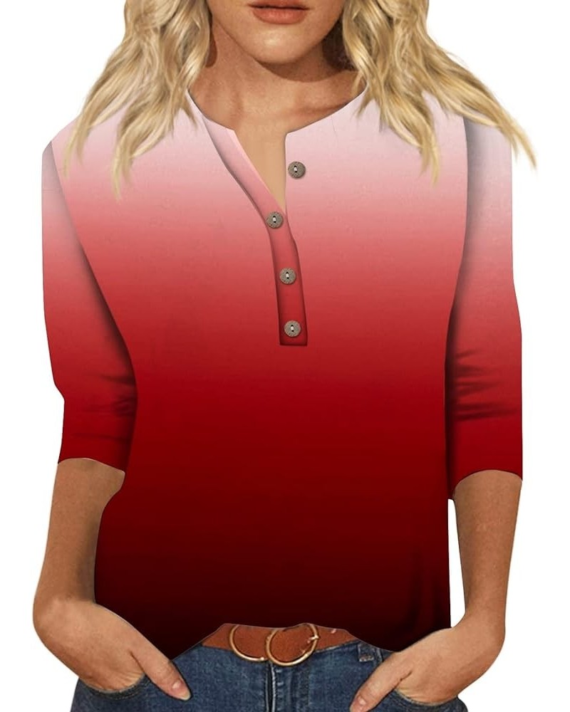 3/4 Sleeve Tops for Women Summer Shirts for Crew Neck Cute Print Graphic Blouses Casual Plus Size Basic Pullover Tops 1-red $...